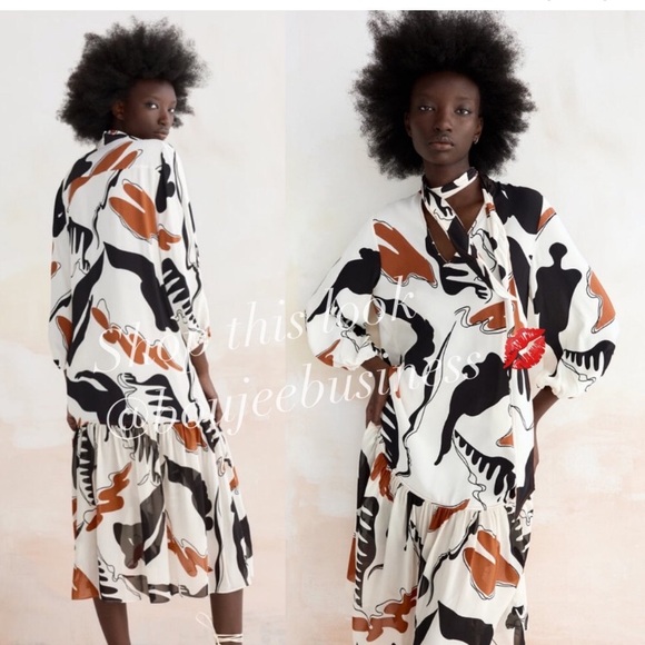 NWT ZARA • 50% OFF • Gorgeous Zara Printed Midi Dress • Size S/XS - Picture 3 of 15